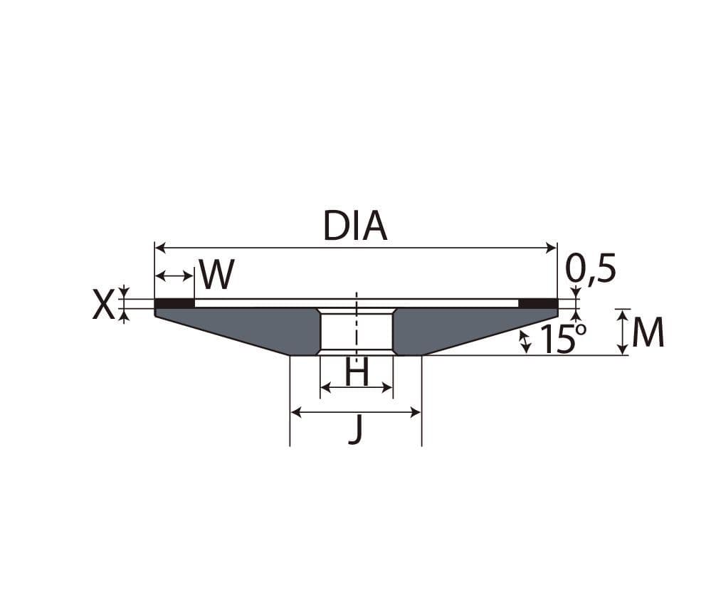 Shars 6 x 1-1/4 x 1/8 x 3/4 6A2C Diamond Plain Cup Wheel 150 Grit S
