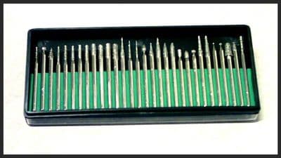 Diamond electroplated burrs miniature 30 piece. 3.15mm diameter shank