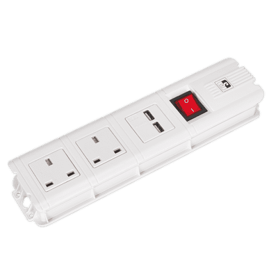 Extension Cable 2.6m 2 x 230V + 2 x USB Sockets - White EL32USBW