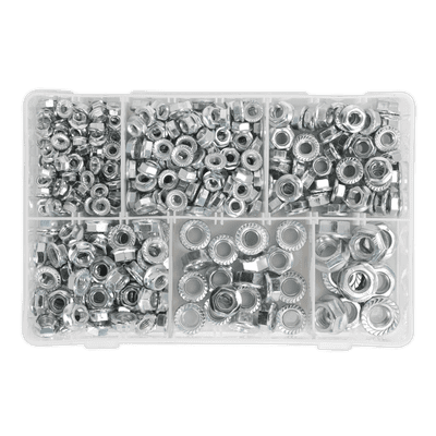 Flange Nut Assortment 390pc M5-M12 Serrated DIN 6923 Metric. AB031FN