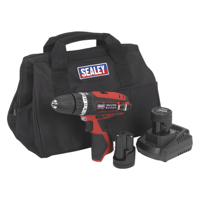 Hammer Drill/Driver Kit Ø10 mm 12V Li-ion - 2 Batteries. Sealey CP1201KIT
