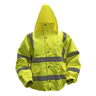 Hi-Vis Yellow Jacket with Quilted Lining, Elasticated Waist & Cuffs. Various Sizes.
