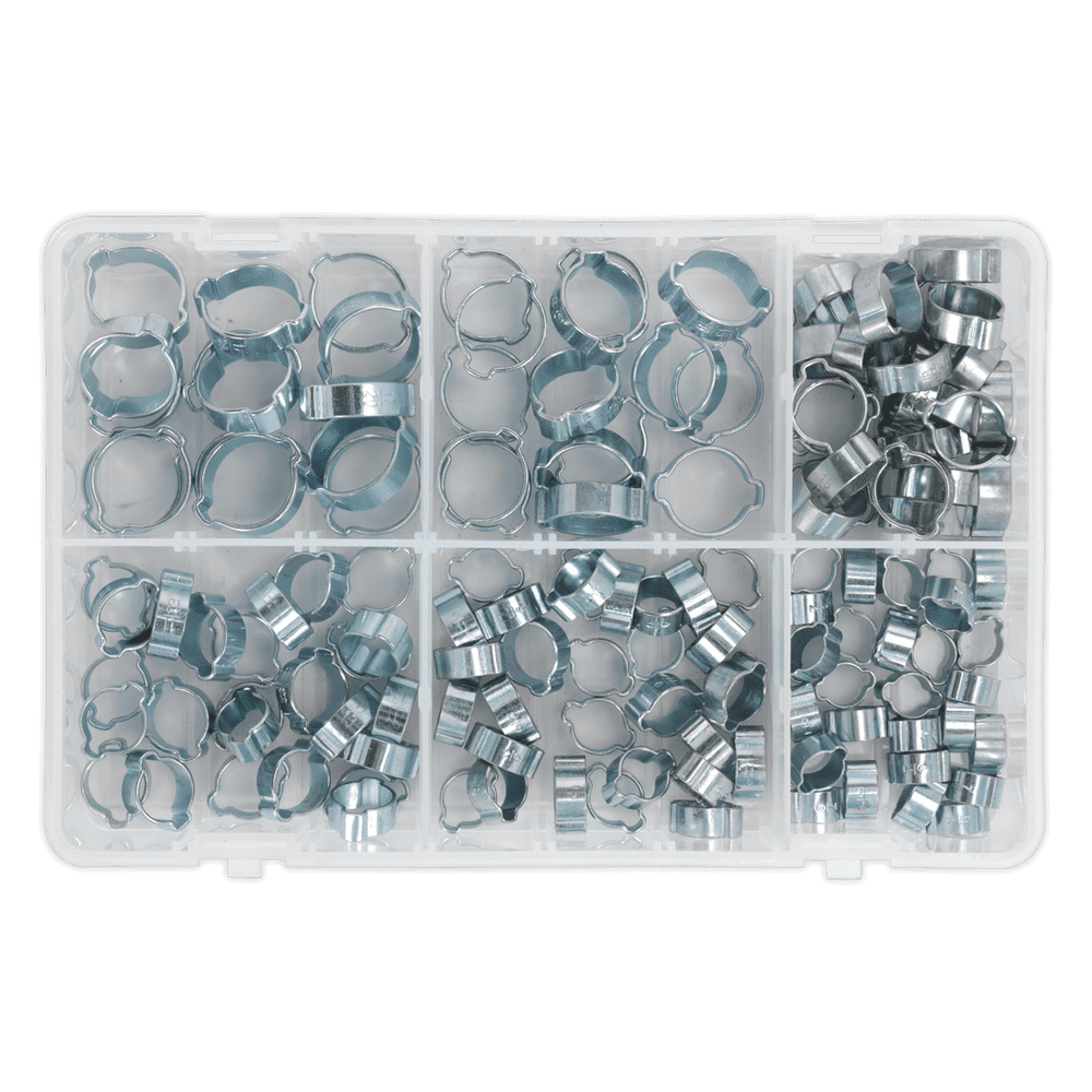 O-Clip Double Ear Assortment 140pc Zinc Plated AB044DE