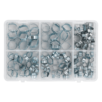 O-Clip Double Ear Assortment 140pc Zinc Plated. AB044DE