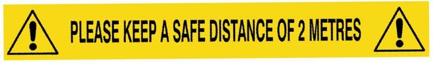 Please Keep A Safe Distance of 2 Metres Warning Tape Self-Adhesive