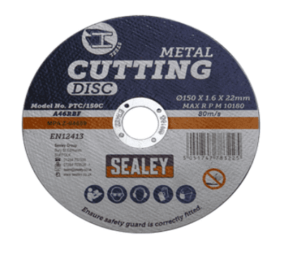 Sealey 150 x 1.6 mm Metal Cutting Disc. PTC/150C Pack of 5.