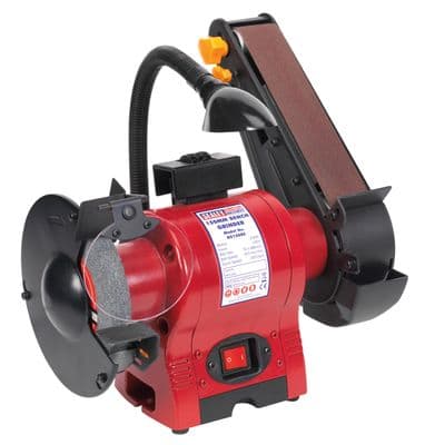 Sealey. 150 mm Bench grinder with 50 x 686 mm belt sander and work-light. 250 Watt. BG150BS