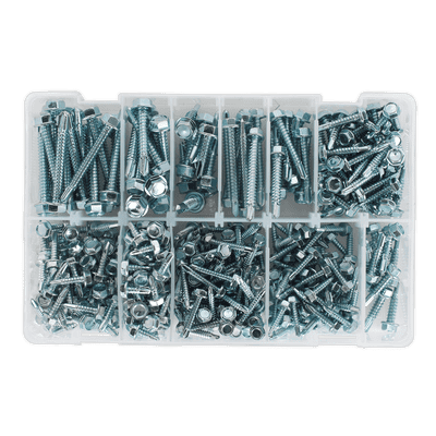 Self Drilling Screw Assortment 410pc Hex Head Zinc DIN 7504K. AB061SDH