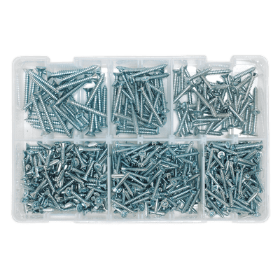 Self Tapping Screw Assortment 510pc Countersunk Pozi Zinc DIN 7982. AB062STCS