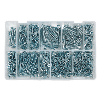 Self Tapping Screw Assortment 600pc Countersunk Pozi Zinc DIN 7982  AB065STCP