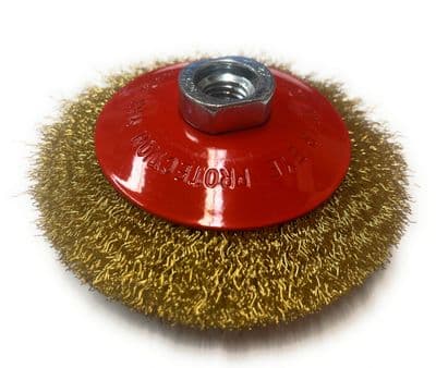 Tapered / Beveled Mild Steel Crimped Wire Brush M14 Fitting
