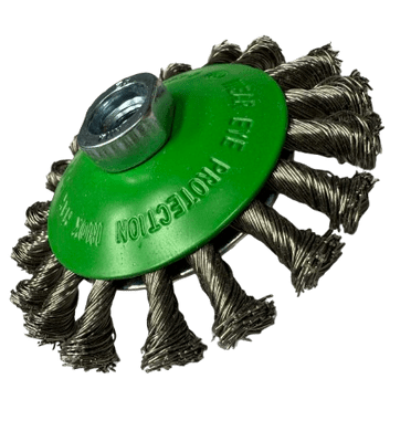 Tapered knotted stainless steel wire brush. Coarse.