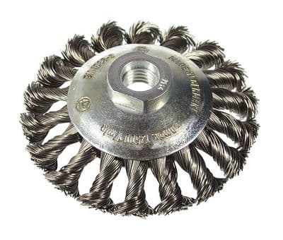 Tapered twist knot wire brush. Coarse. Mild steel wire