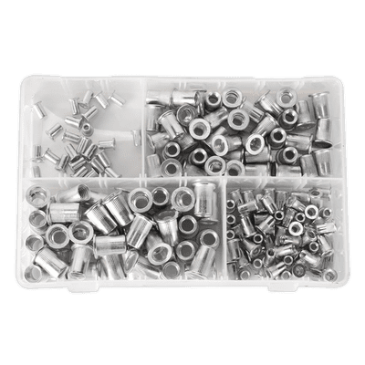 Threaded Insert (Rivet Nut) Assortment 200pc M4-M8 Splined Metric. AB073TI