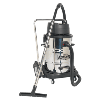 Vacuum Cleaner Industrial Wet & Dry 77L Stainless Steel Drum with Swivel Emptying 2400W.  PC477