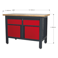 Workstation with 2 Drawers & 2 Cupboards.  Sealey AP1372A