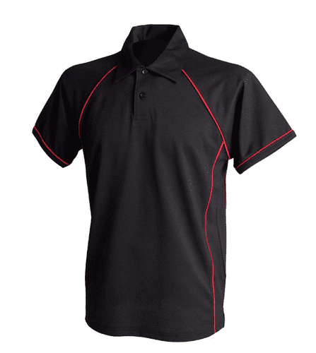 Black Performance Polo with Red Piping - Large