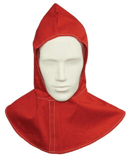 Red Flame Retardant Welding Hood with Cape, Velcro Fixing