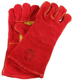 Red Leather Welding Gauntlets