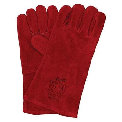 Red Leather Welding Gloves - Economy