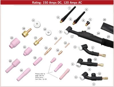 WP17 TIG  Torch Parts