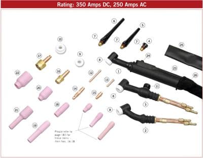 WP18 Water Cooled TIG  Torch Spares