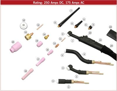 WP20 TIG  Torch Parts