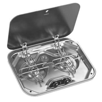 **CLEARANCE** - SMEV 2 BURNER HOB WITH GLASS LID - 8022