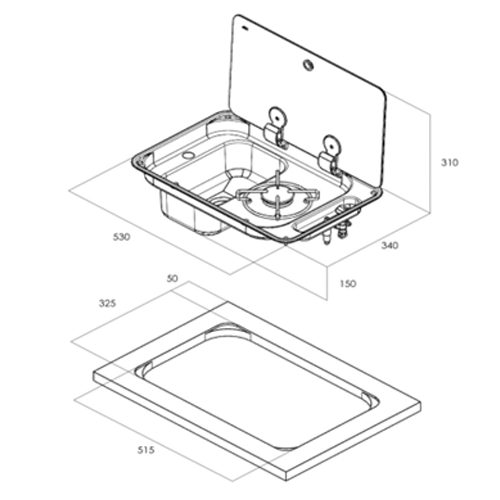 FL1323 1 BURNER COMBI UNIT - RH SINK