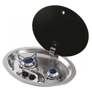 HOODINY OVAL2 BURNER HOB C/W GLASS LID