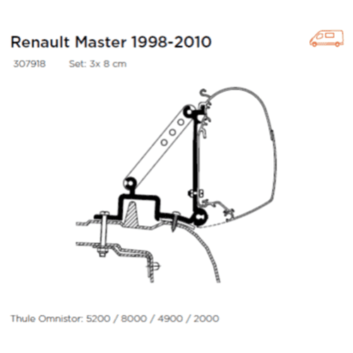 RENAULT MASTER 1998-2010 ADAPTER & x28;SET 3x 8cm& x29;