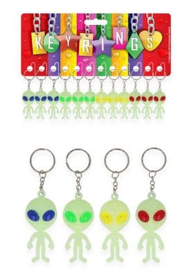 12 x Glow in the Dark Alien Key Chains - just 18p each
