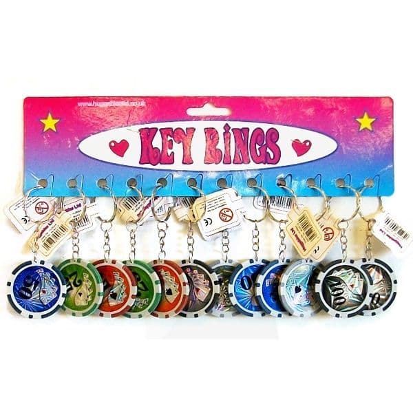 12 x Poker Chips Keyrings