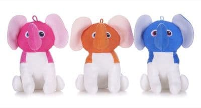 16CM ELEPHANTS BLUE / ORANGE / PINK  6.5