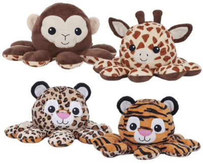 22cm   Reversible Octopus Money/Giraffe & Cheetah/Tiger (8 