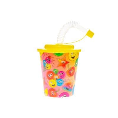 3D CUP W STRAW & LID - Emoji Design