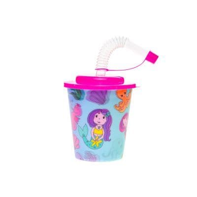 3D CUP W STRAW & LID - MERMAID Design