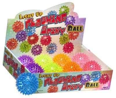 75MM LIGHT UP FLASHING SPIKY BALL 6 ASST
