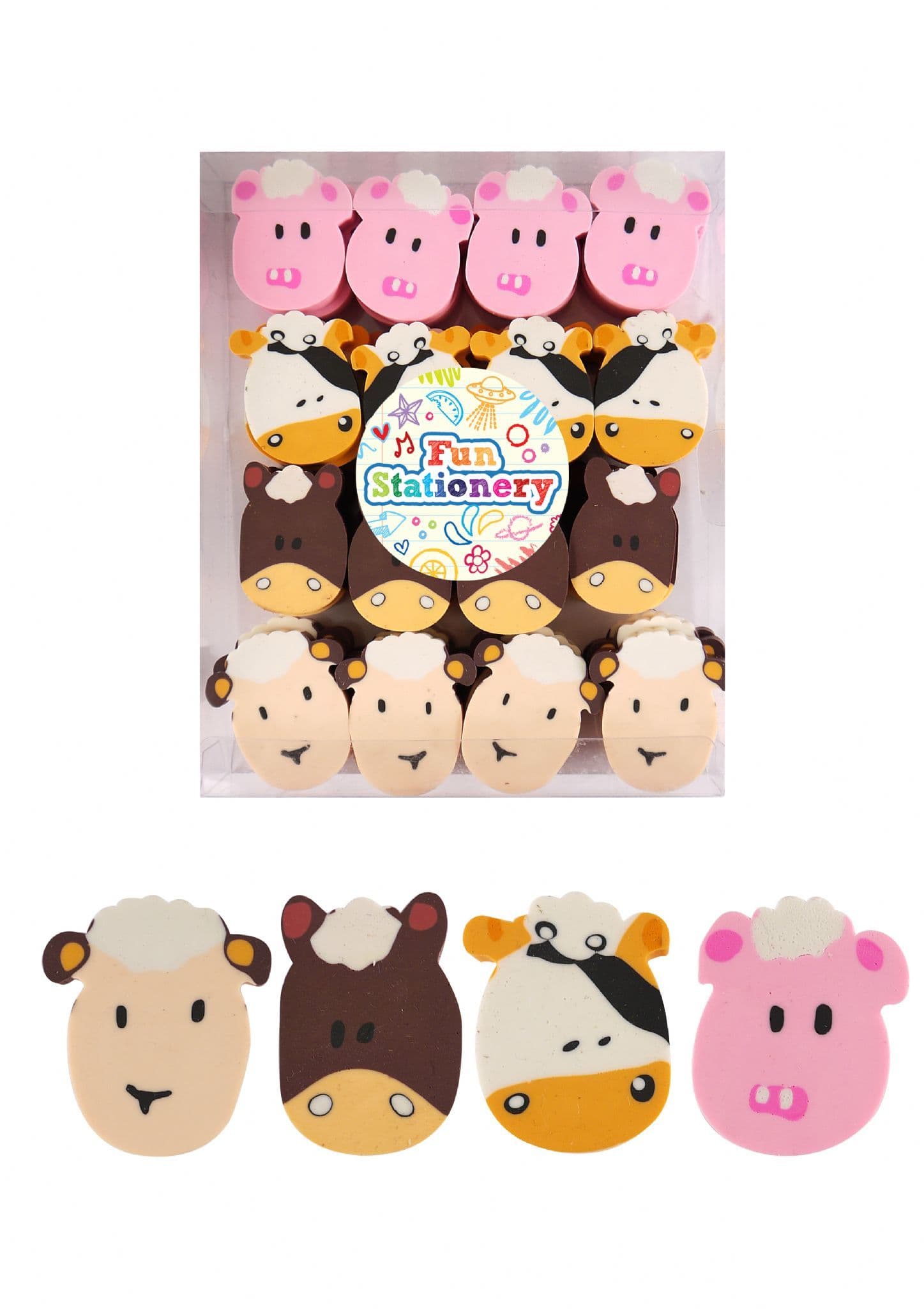 ERASER FARM ANIMALS 4 ASTD