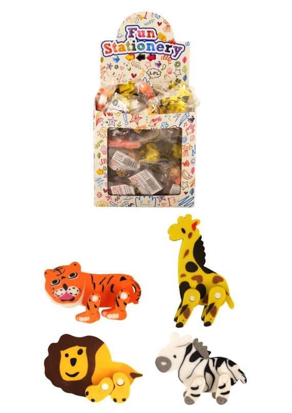 Eraser Jungle Animals  4.5cm-5cm    4 assorted designs