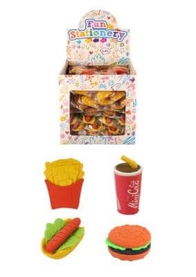 Fast Food Erasers (3.5-4.5cm) 4 Assorted Designs