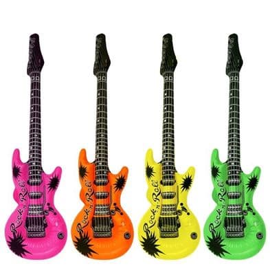 INFLATABLE GUITAR 55CM 4 ASTD NEON COLS