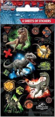 Jurassic World Party Stickers 6 Sheets of Stickers Official licensed product