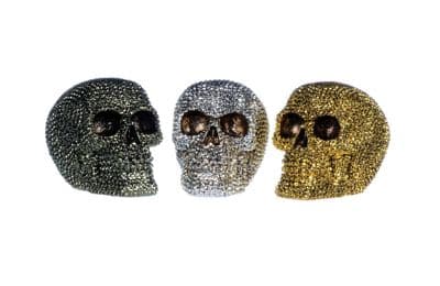 METALLIC STUDDED SKULL MONEY BOX 3 ASST (GIFT BOX)