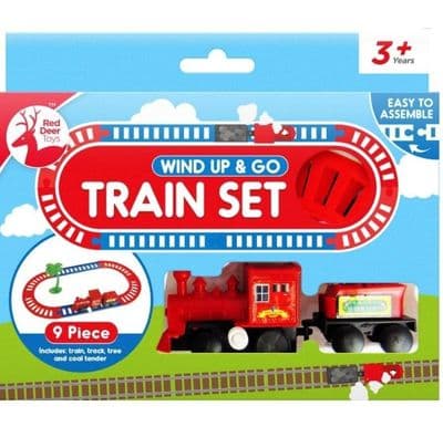 Wind Up & Go 9 Piece Train Set - 18 X 15.5 X 3.5cm