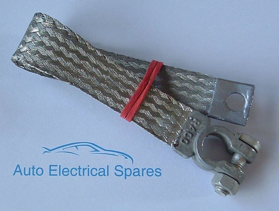 190221 braided NEGATIVE battery lead / earth strap 250mm FLAT profile
