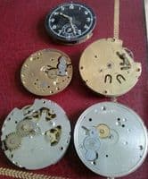 5 Pocket watch movements Assorted for Parts