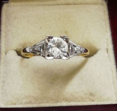9ct yellow & white gold CZ Victorian engagement ring