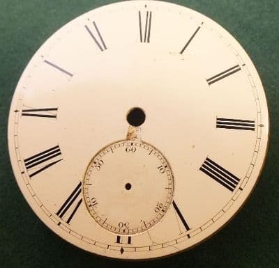 Beautiful Porcelain Dial Plain with sub second slight damage for repair