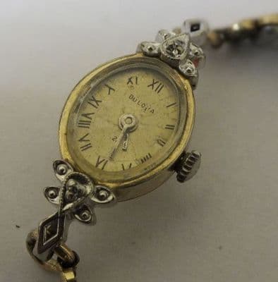 BULOVA M5 gold plated with diamond lugs cocktail watch for project